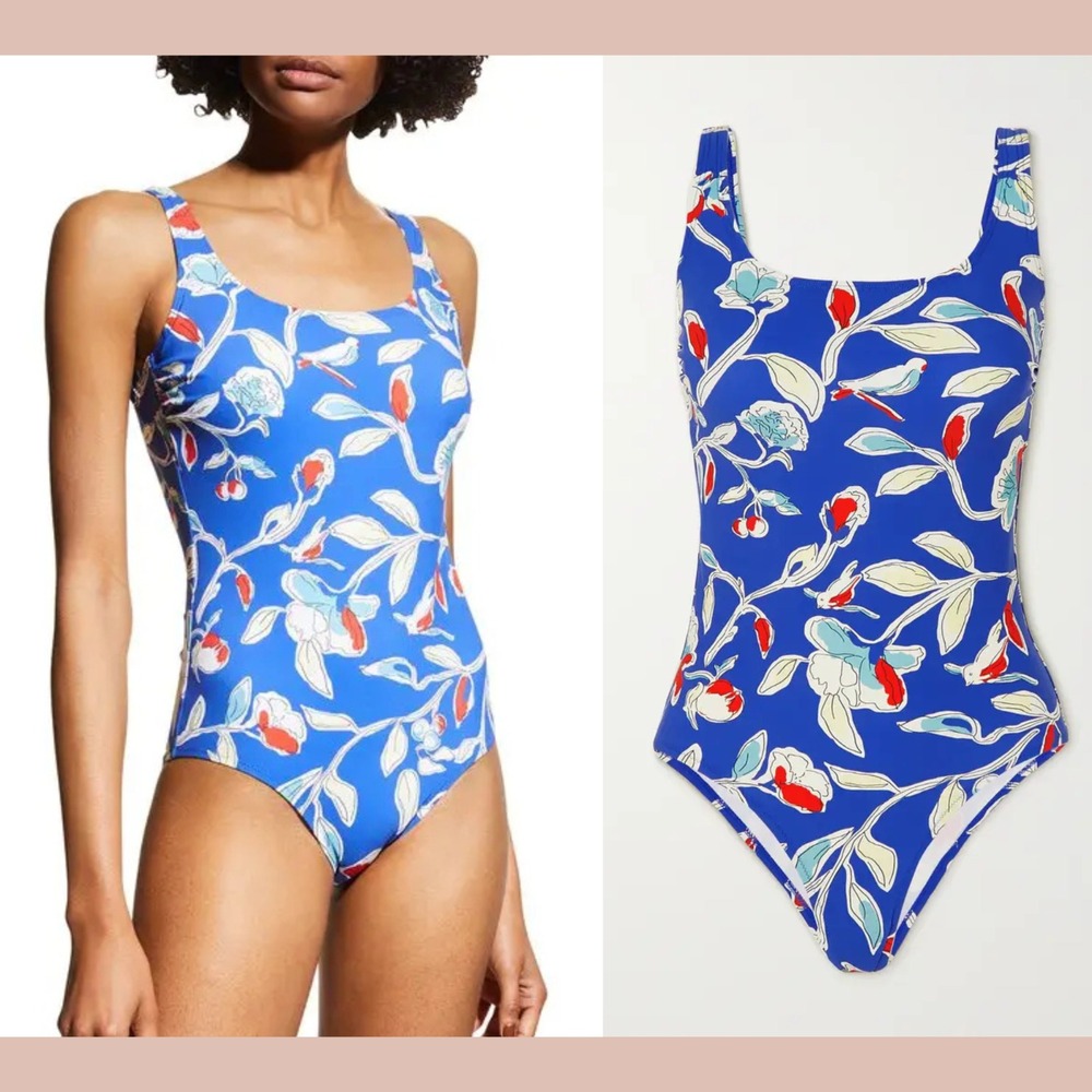 NWT $198‎ TORY BURCH [ XS ] Painted Roses Floral Tank One-Piece Swimsuit 6990